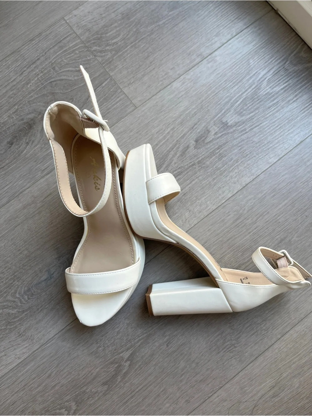 Women's White Ankle-Strap Platform 4 inch wedding / summer heels